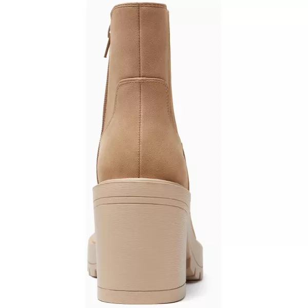 Womems Platform Lug Sole Ankle Boots Chunky Block Heel Seam Booties Combat Cozy Round Toe Chelsea Shoes