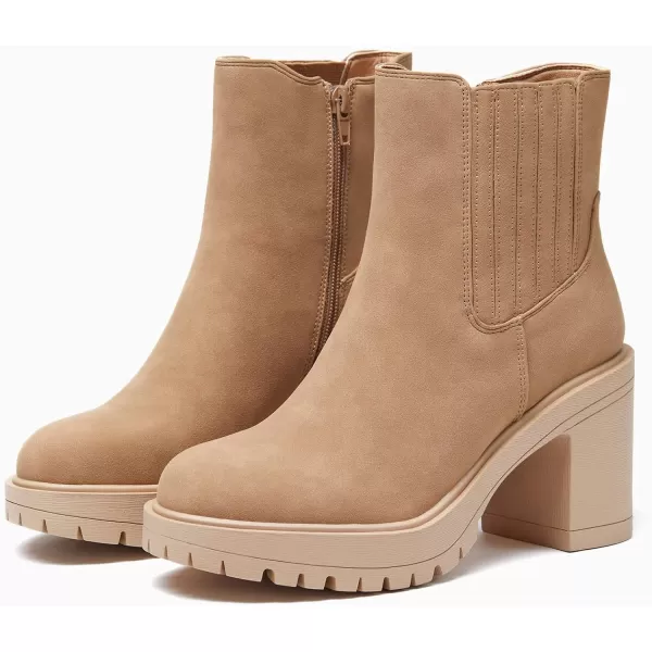 Womems Platform Lug Sole Ankle Boots Chunky Block Heel Seam Booties Combat Cozy Round Toe Chelsea Shoes