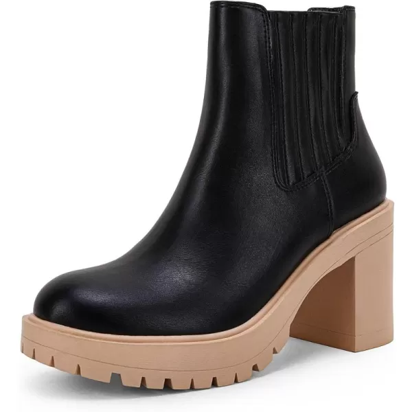 Womems Platform Lug Sole Ankle Boots Chunky Block Heel Seam Booties Combat Cozy Round Toe Chelsea Shoes
