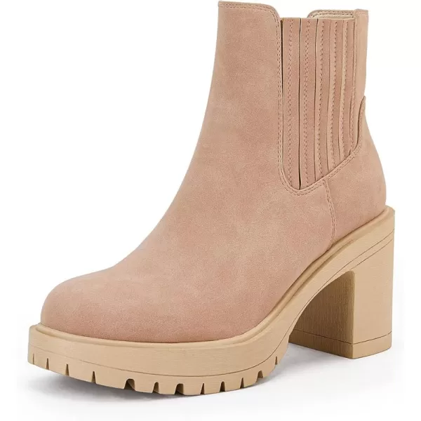 Womems Platform Lug Sole Ankle Boots Chunky Block Heel Seam Booties Combat Cozy Round Toe Chelsea Shoes