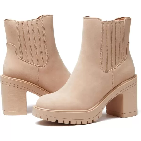 Womems Platform Lug Sole Ankle Boots Chunky Block Heel Seam Booties Combat Cozy Round Toe Chelsea Shoes