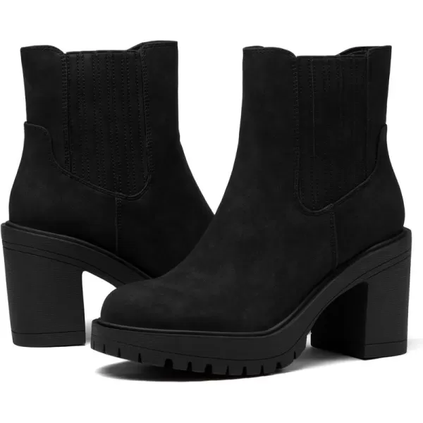 Womems Platform Lug Sole Ankle Boots Chunky Block Heel Seam Booties Combat Cozy Round Toe Chelsea Shoes