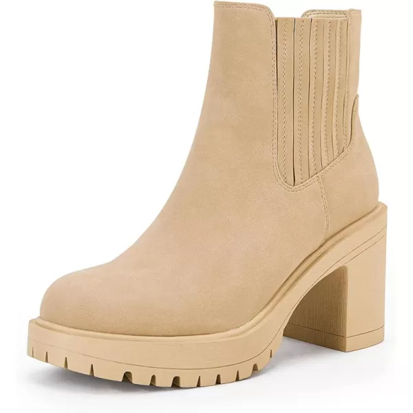 Womems Platform Lug Sole Ankle Boots Chunky Block Heel Seam Booties Combat Cozy Round Toe Chelsea Shoes