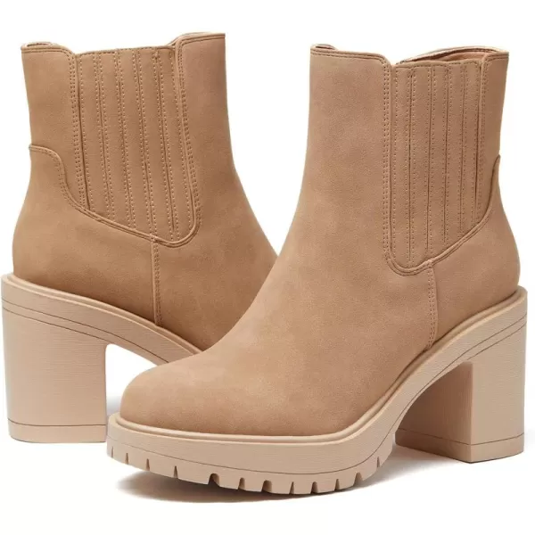 Womems Platform Lug Sole Ankle Boots Chunky Block Heel Seam Booties Combat Cozy Round Toe Chelsea Shoes