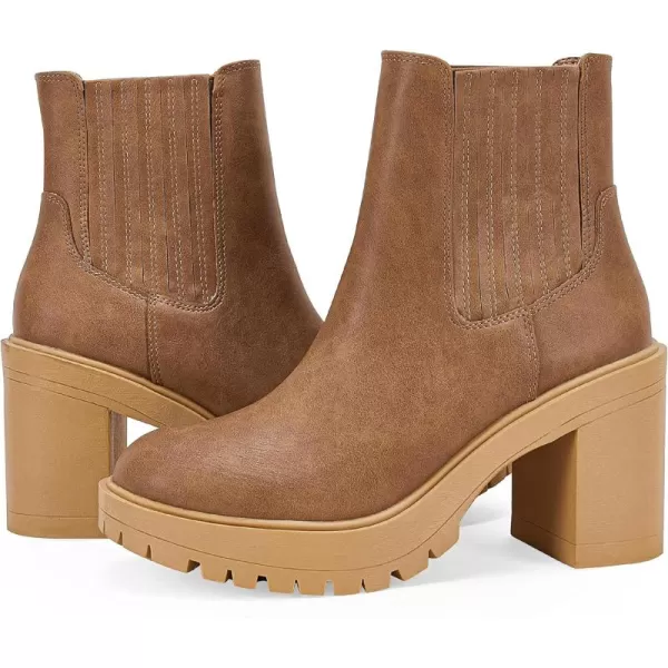 Womems Platform Lug Sole Ankle Boots Chunky Block Heel Seam Booties Combat Cozy Round Toe Chelsea Shoes