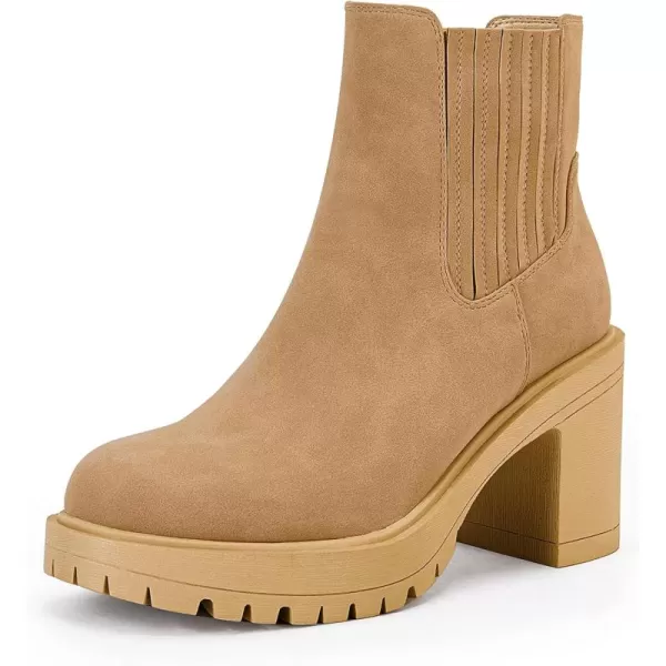 Womems Platform Lug Sole Ankle Boots Chunky Block Heel Seam Booties Combat Cozy Round Toe Chelsea Shoes