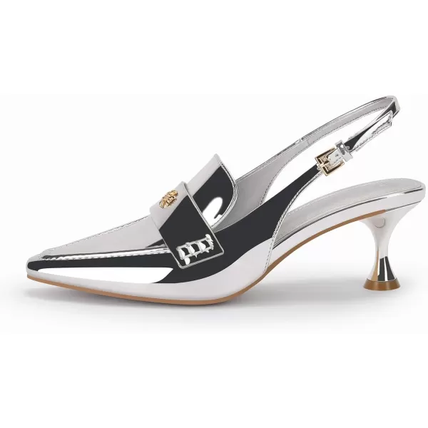 Coutgo Women's Pointed Toe Sandals Slingback Kitten Heel Pumps Slip On Ankle Buckle Dress Shoes