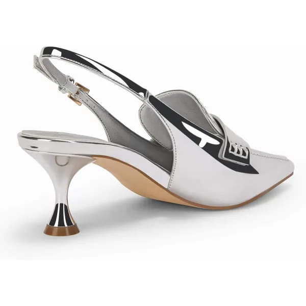 Coutgo Women's Pointed Toe Sandals Slingback Kitten Heel Pumps Slip On Ankle Buckle Dress Shoes