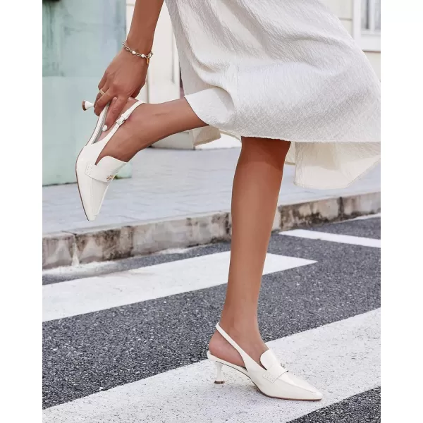 Coutgo Women's Pointed Toe Sandals Slingback Kitten Heel Pumps Slip On Ankle Buckle Dress Shoes