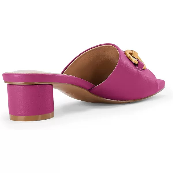 Coutgo Women's Slide Sandals Square Open Toe Slip on Comfortable Mules Block Low Heel Metal Chain Dressy Shoes