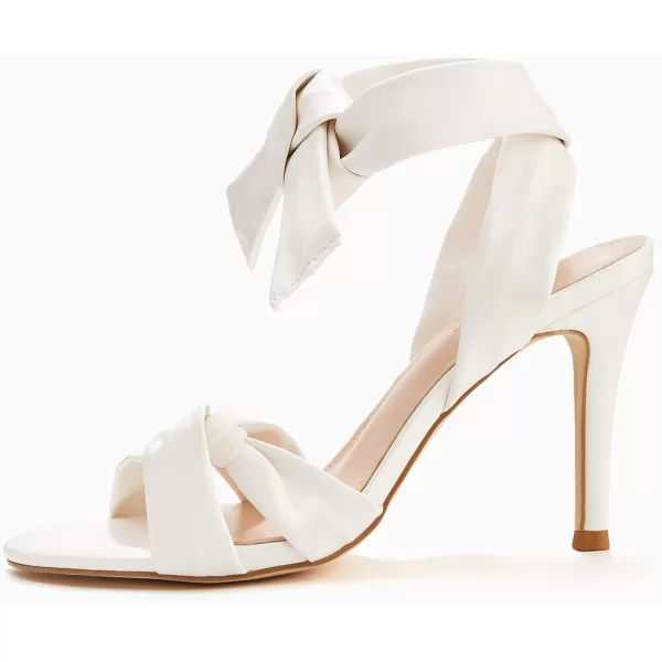 Coutgo Womens Strappy Knot Heels Sandals Open Toe Ankle Tie High Heels Summer Pumps ShoesWhite