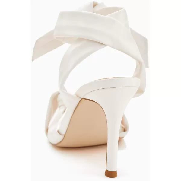 Coutgo Womens Strappy Knot Heels Sandals Open Toe Ankle Tie High Heels Summer Pumps ShoesWhite