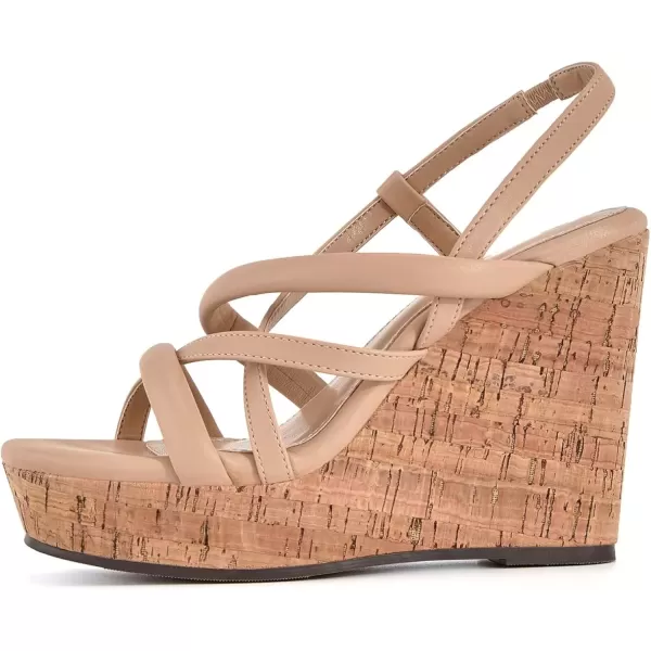 imageCoutgo Women Platform Wedge Sandals Cork Slingback Wedges Espadrilles Heels Summer ShoesBeige