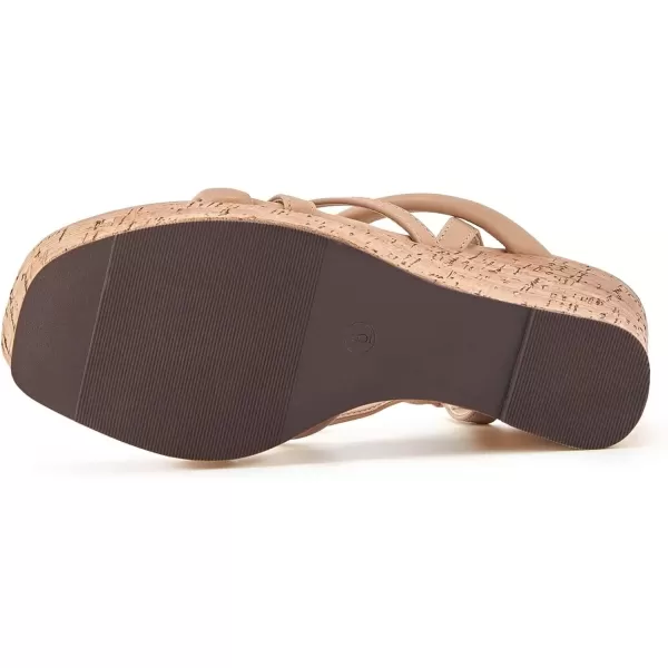 imageCoutgo Women Platform Wedge Sandals Cork Slingback Wedges Espadrilles Heels Summer ShoesBeige