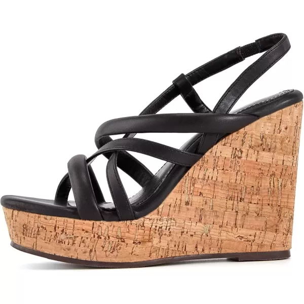 imageCoutgo Women Platform Wedge Sandals Cork Slingback Wedges Espadrilles Heels Summer ShoesBlack