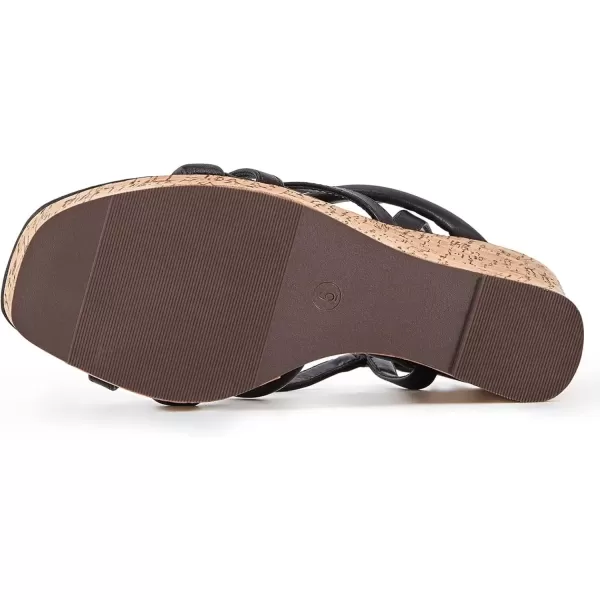 imageCoutgo Women Platform Wedge Sandals Cork Slingback Wedges Espadrilles Heels Summer ShoesBlack