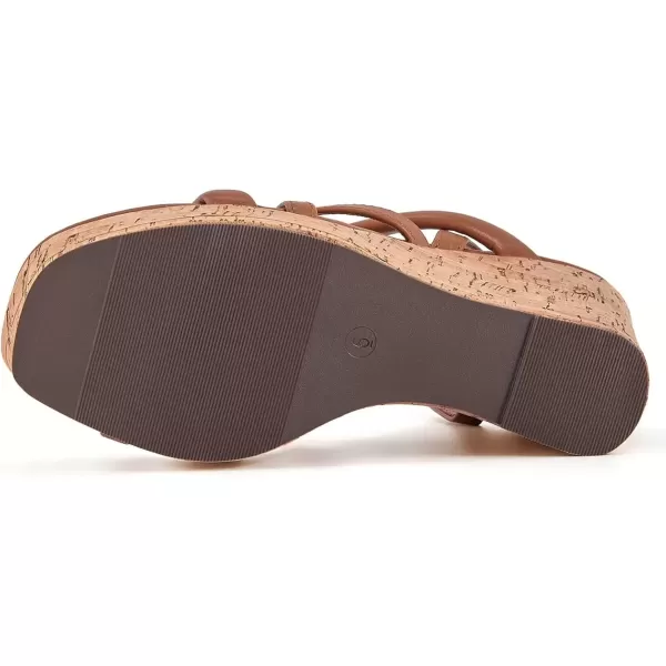 imageCoutgo Women Platform Wedge Sandals Cork Slingback Wedges Espadrilles Heels Summer ShoesBrown