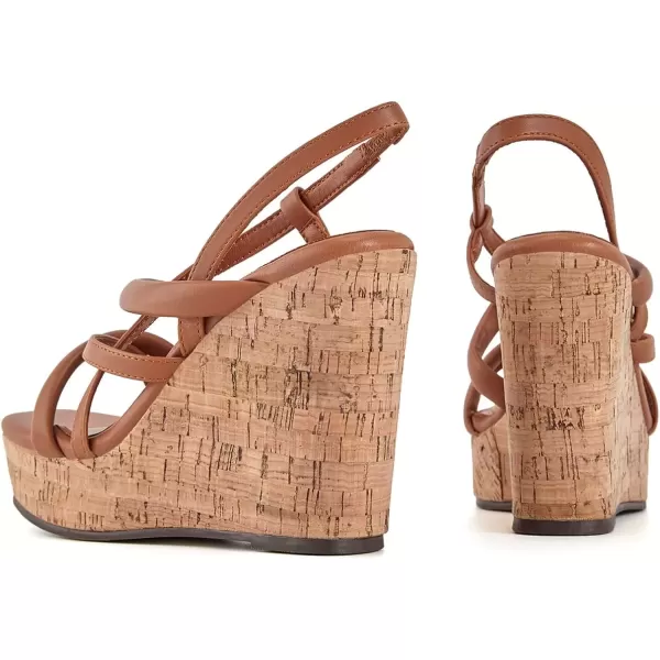 imageCoutgo Women Platform Wedge Sandals Cork Slingback Wedges Espadrilles Heels Summer ShoesBrown