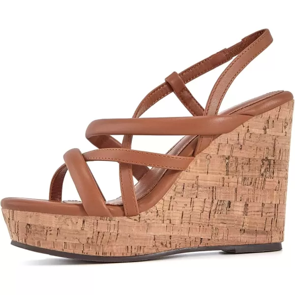 imageCoutgo Women Platform Wedge Sandals Cork Slingback Wedges Espadrilles Heels Summer ShoesBrown