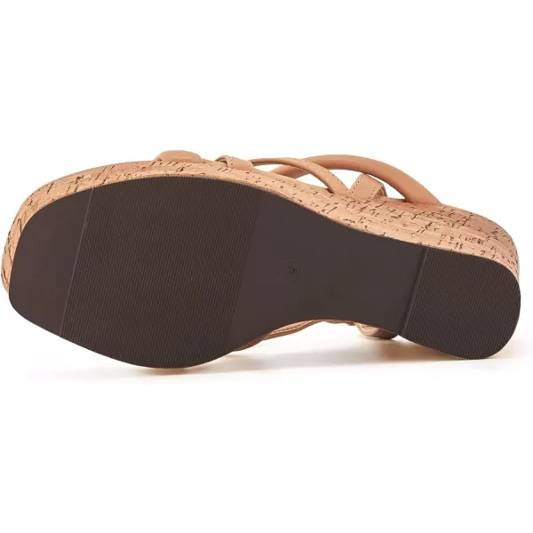imageCoutgo Women Platform Wedge Sandals Cork Slingback Wedges Espadrilles Heels Summer ShoesCamel