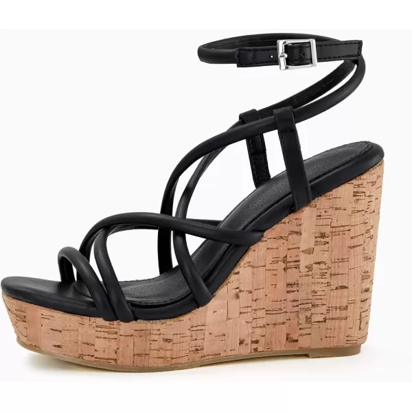 imageCoutgo Women Platform Wedge Sandals Cork Slingback Wedges Espadrilles Heels Summer ShoesCool Black