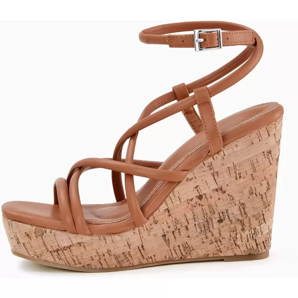 imageCoutgo Women Platform Wedge Sandals Cork Slingback Wedges Espadrilles Heels Summer ShoesCool Brown