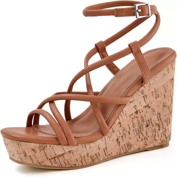 imageCoutgo Women Platform Wedge Sandals Cork Slingback Wedges Espadrilles Heels Summer ShoesCool Brown