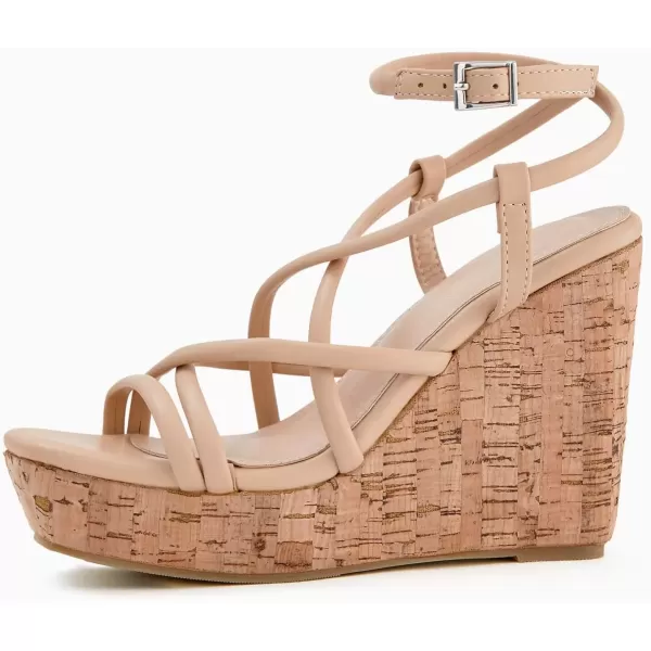 imageCoutgo Women Platform Wedge Sandals Cork Slingback Wedges Espadrilles Heels Summer ShoesCool Khaki
