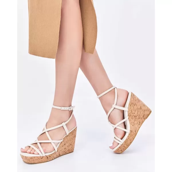 imageCoutgo Women Platform Wedge Sandals Cork Slingback Wedges Espadrilles Heels Summer ShoesCool White