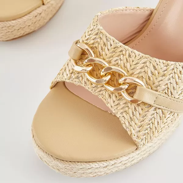 imageCoutgo Womens Wedge Sandals Platform Espadrille Heel Chain Slip On Casual Summer SlidesApricot