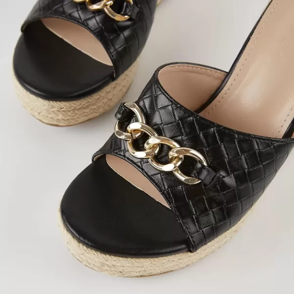 imageCoutgo Womens Wedge Sandals Platform Espadrille Heel Chain Slip On Casual Summer SlidesBlack