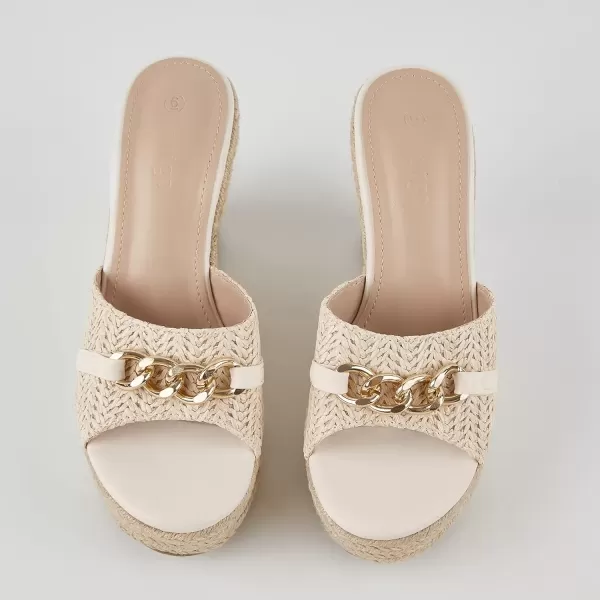 imageCoutgo Womens Wedge Sandals Platform Espadrille Heel Chain Slip On Casual Summer SlidesCreamywhite