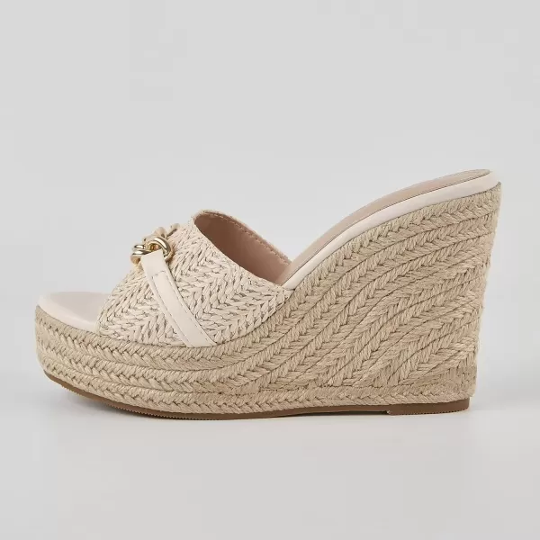 imageCoutgo Womens Wedge Sandals Platform Espadrille Heel Chain Slip On Casual Summer SlidesCreamywhite
