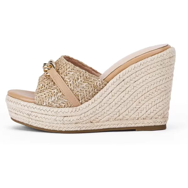 imageCoutgo Womens Wedge Sandals Platform Espadrille Heel Chain Slip On Casual Summer SlidesKhaki