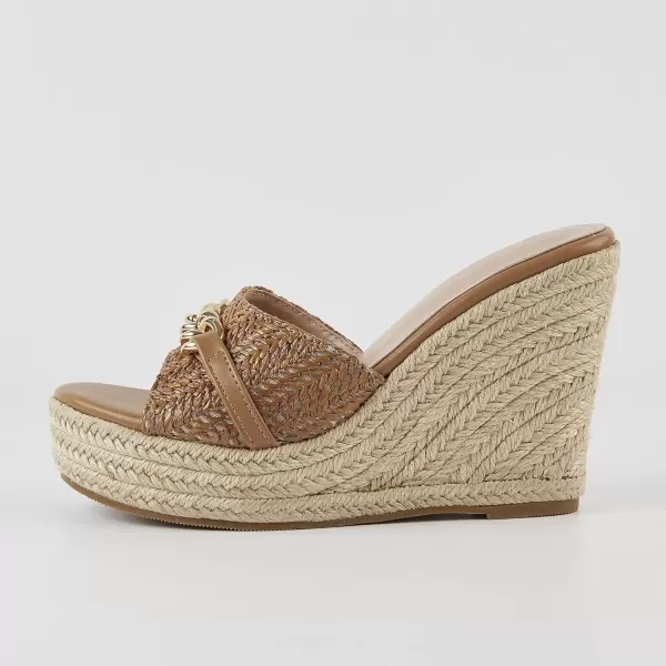 imageCoutgo Womens Wedge Sandals Platform Espadrille Heel Chain Slip On Casual Summer SlidesLight Brown