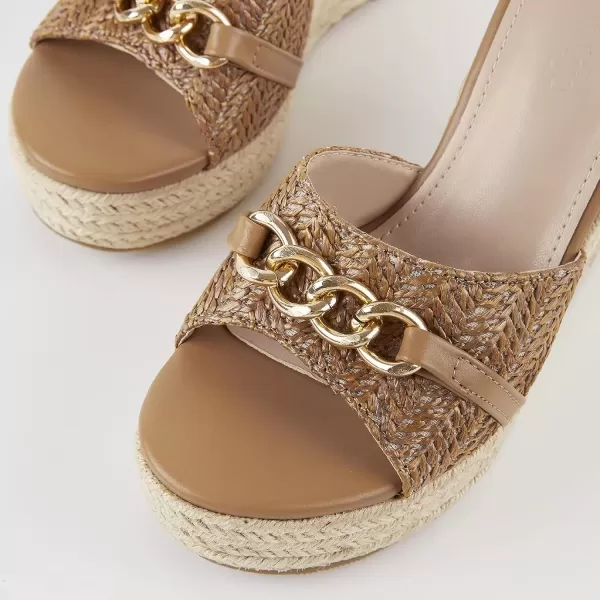imageCoutgo Womens Wedge Sandals Platform Espadrille Heel Chain Slip On Casual Summer SlidesLight Brown