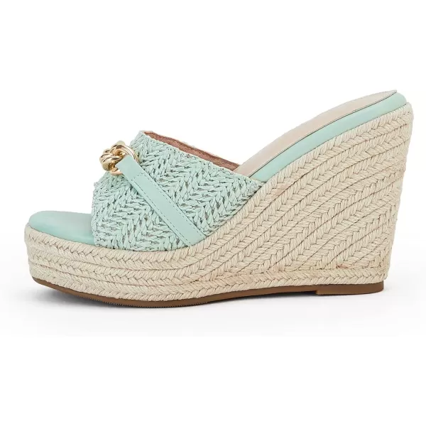 imageCoutgo Womens Wedge Sandals Platform Espadrille Heel Chain Slip On Casual Summer SlidesLight Green