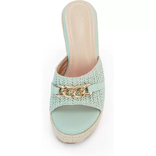 imageCoutgo Womens Wedge Sandals Platform Espadrille Heel Chain Slip On Casual Summer SlidesLight Green