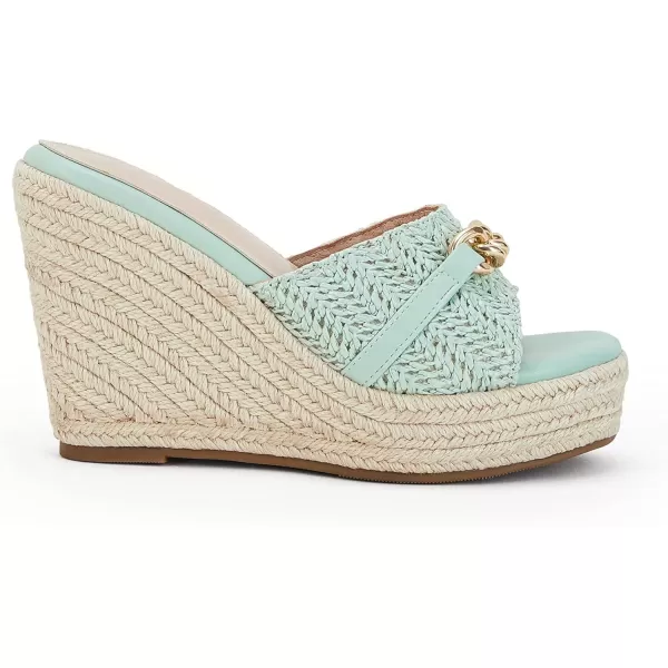 imageCoutgo Womens Wedge Sandals Platform Espadrille Heel Chain Slip On Casual Summer SlidesLight Green