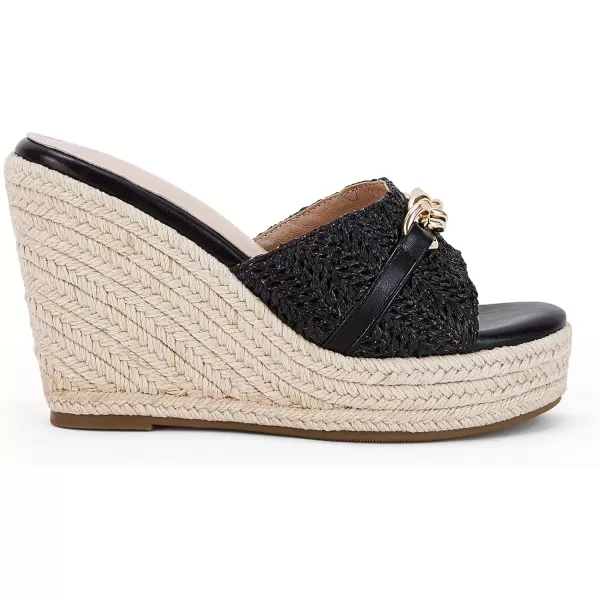 imageCoutgo Womens Wedge Sandals Platform Espadrille Heel Chain Slip On Casual Summer SlidesPure Black