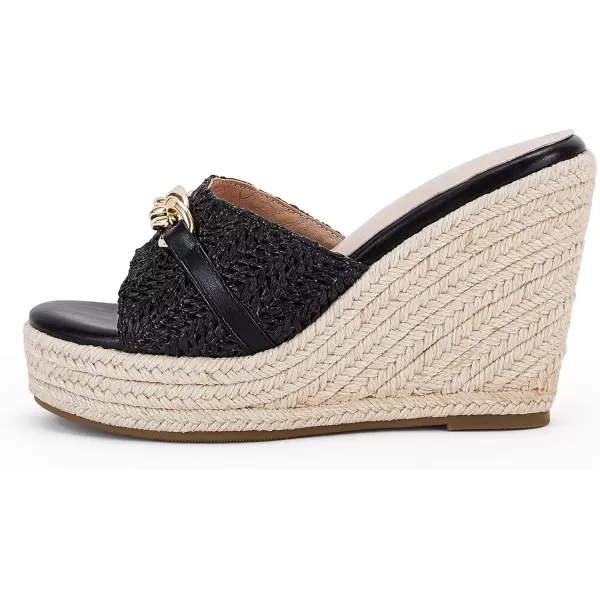 imageCoutgo Womens Wedge Sandals Platform Espadrille Heel Chain Slip On Casual Summer SlidesPure Black