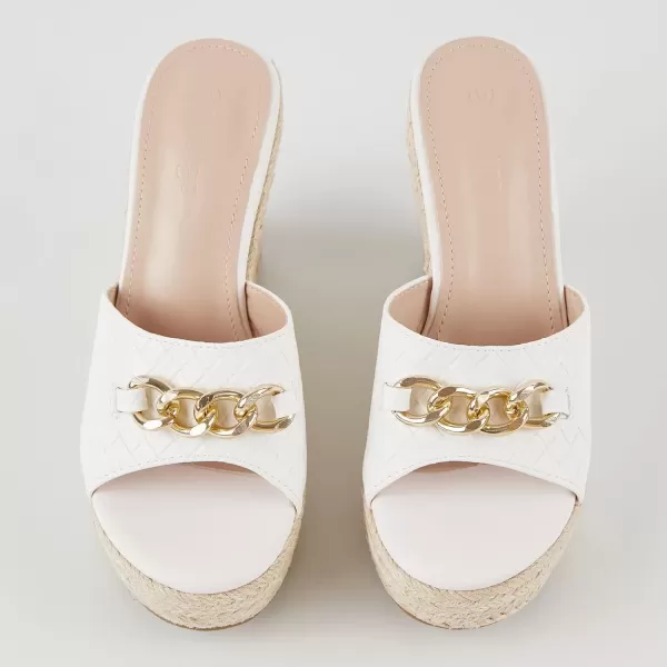 imageCoutgo Womens Wedge Sandals Platform Espadrille Heel Chain Slip On Casual Summer SlidesWhite