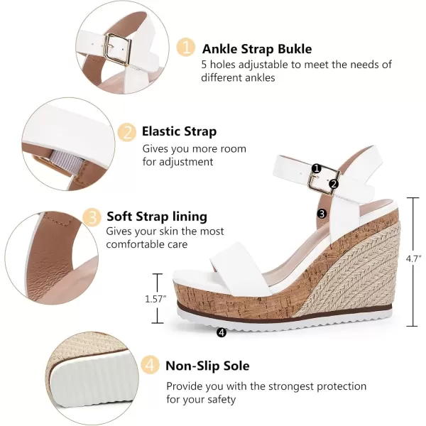 imageWomens Espadrille Wedge Platform Sandals Open Toe Ankle Buckle Strap Casual Summer Shoes01 White