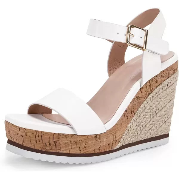 imageWomens Espadrille Wedge Platform Sandals Open Toe Ankle Buckle Strap Casual Summer Shoes01 White
