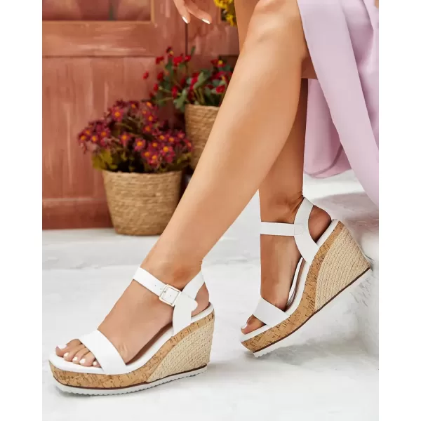 imageWomens Espadrille Wedge Platform Sandals Open Toe Ankle Buckle Strap Casual Summer Shoes01 White