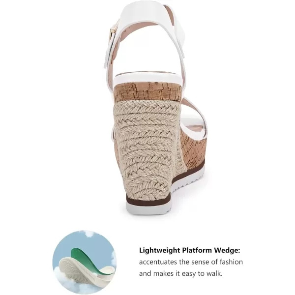 imageWomens Espadrille Wedge Platform Sandals Open Toe Ankle Buckle Strap Casual Summer Shoes01 White