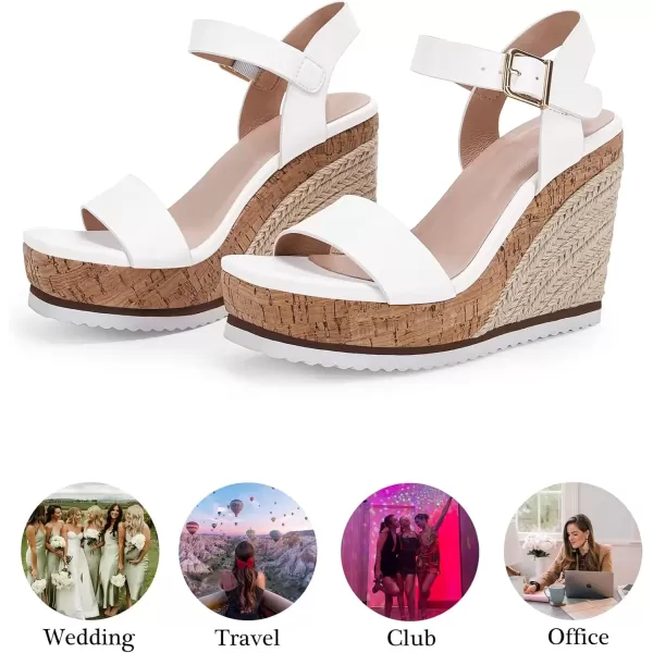 imageWomens Espadrille Wedge Platform Sandals Open Toe Ankle Buckle Strap Casual Summer Shoes01 White