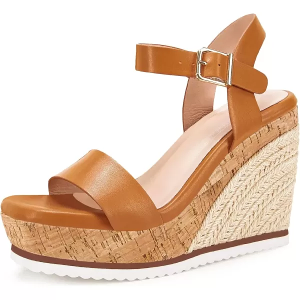 imageWomens Espadrille Wedge Platform Sandals Open Toe Ankle Buckle Strap Casual Summer Shoes02 Brown