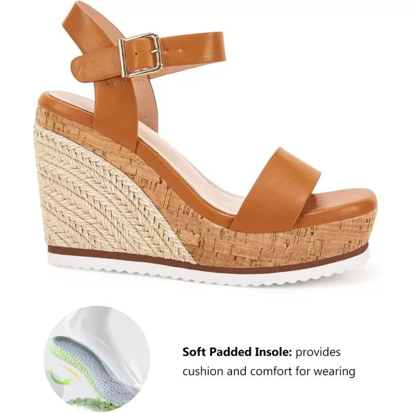 imageWomens Espadrille Wedge Platform Sandals Open Toe Ankle Buckle Strap Casual Summer Shoes02 Brown