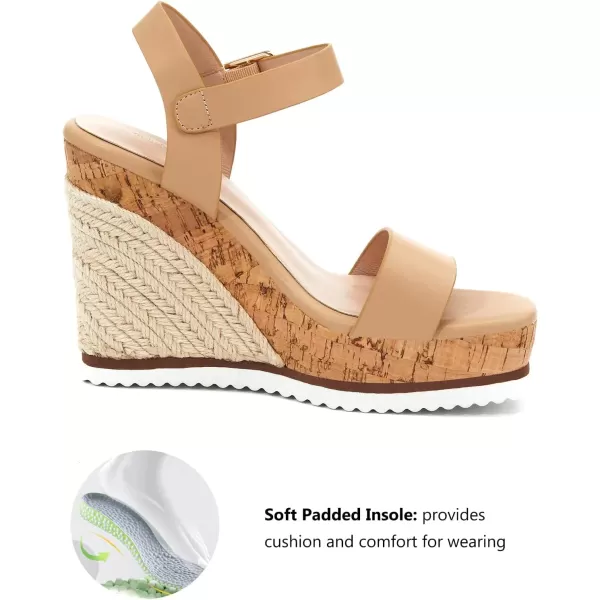 imageWomens Espadrille Wedge Platform Sandals Open Toe Ankle Buckle Strap Casual Summer Shoes02 Khaki